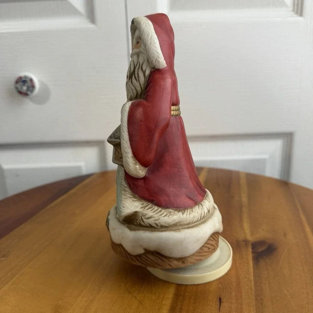Vintage Porcelain‎ 1991 Santa Doll Music Box Cottage Christmas Decor Collectible